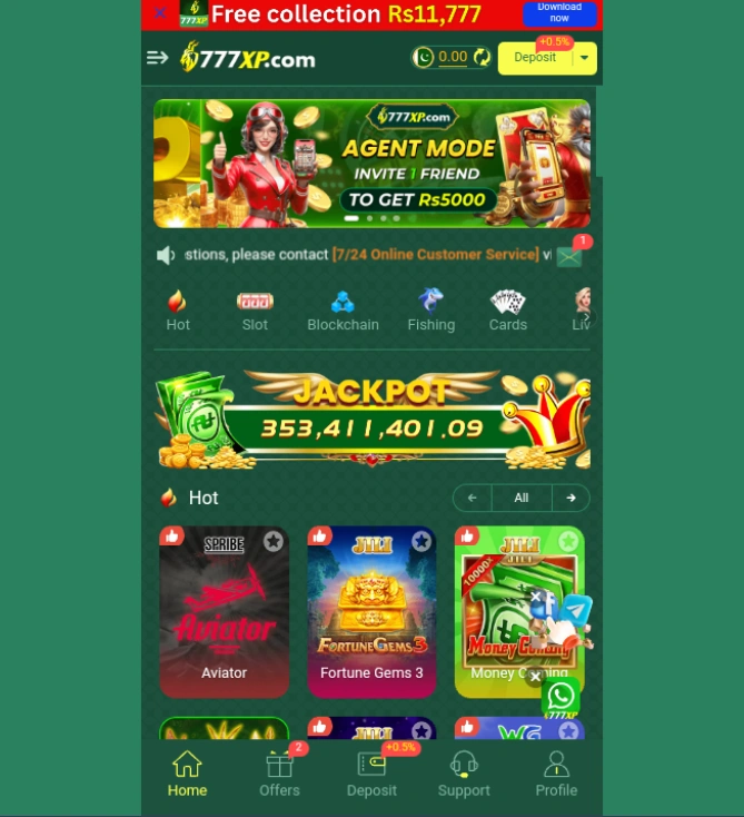 777XP Game interface screenshot