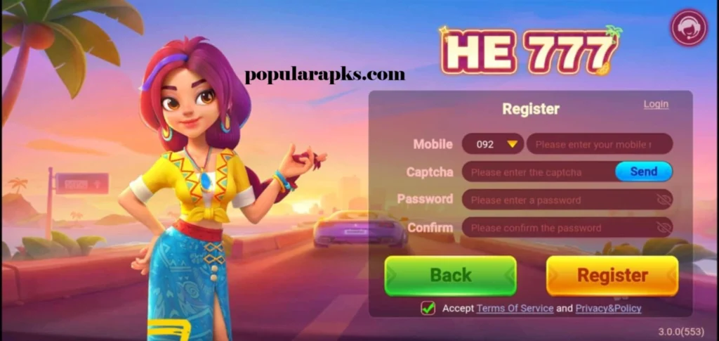 He777 Game Login page