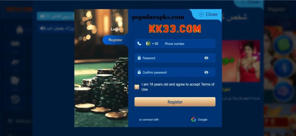 KK33 Game Login Page