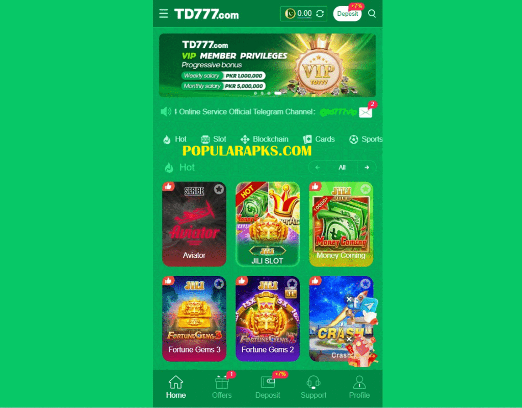 TD777 Game interface screenshot