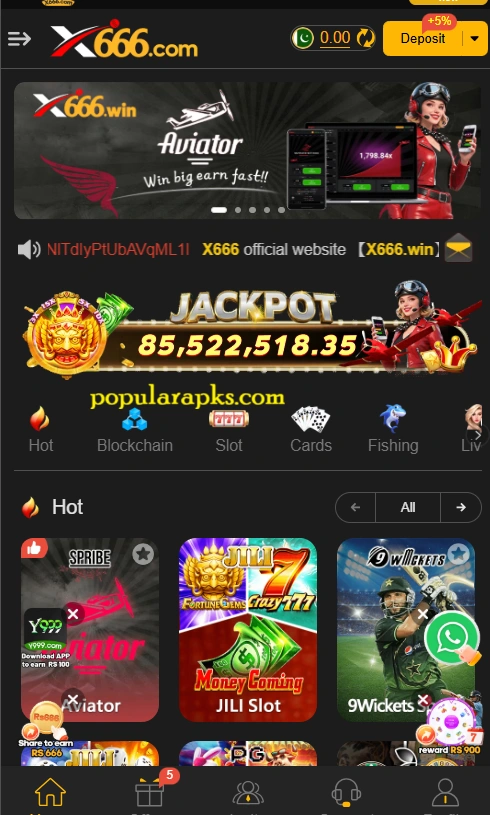 X666 Game interface screenshot