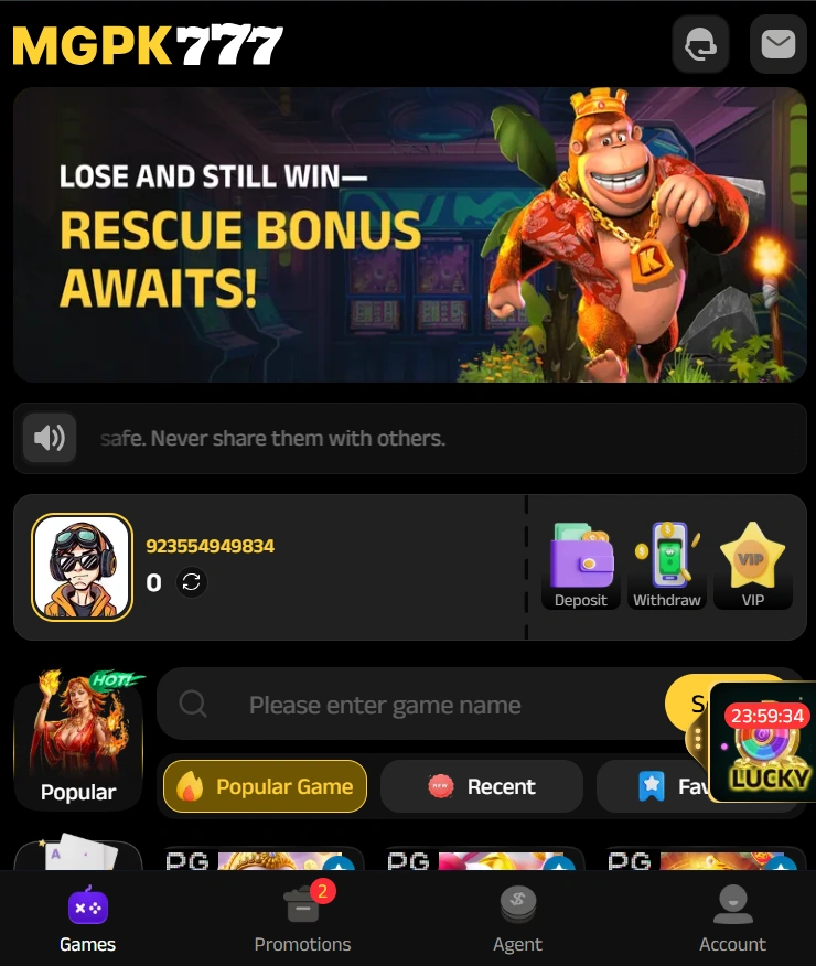 MGPK777 Game Interface