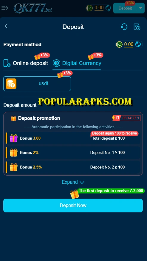 Qk777 Game Apk Digital currency deposit