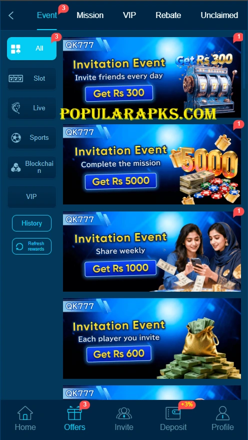 Qk777 Game Apk Referral system