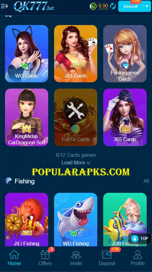 QK777 Game Apk interface
