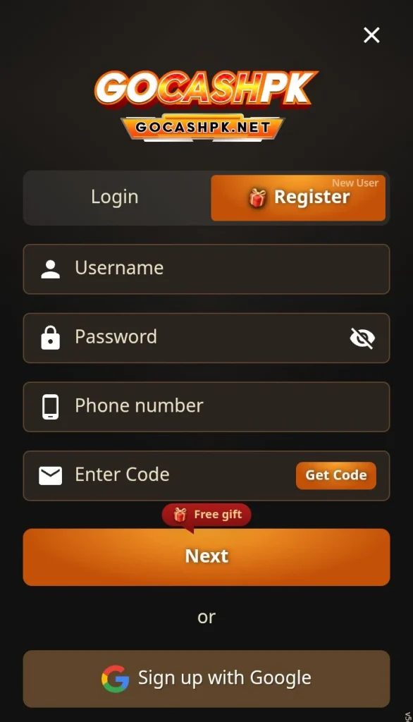 GoCashPk Game Register